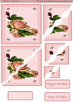 Pink Rose on Lace - Wavey Corner Stacker
