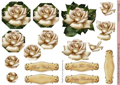 Cream Rose Step by Step and Pyramid