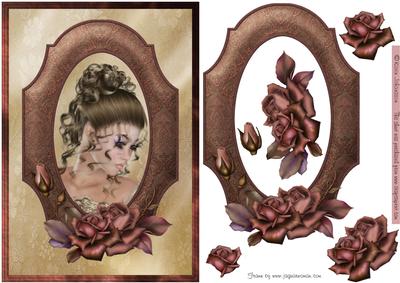 Framed Lady with Satin Roses