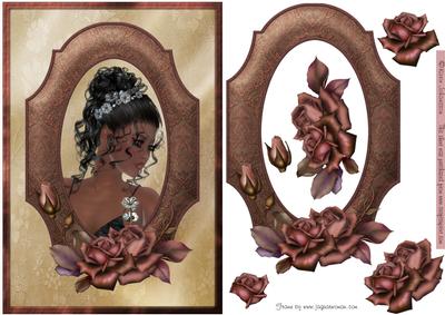 Framed Lady with Satin Roses
