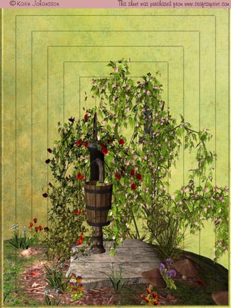 Flower with Old Water Pump - 6 Pages