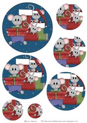 3 Christmas Mice Circle Pyramid