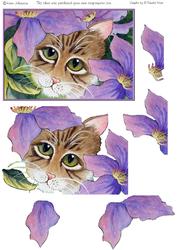 Cat Behind a Clematis
