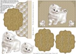 Fluffy Silver Cat - Envelope Card