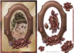Framed Lady with Satin Roses