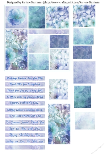 Easy Cut Layout Card Toppers - Blue Blossoms