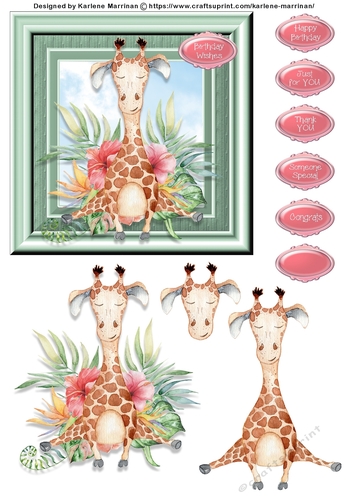 Cute Giiraffe - Design 1 Card Topper