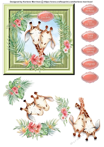 Cute Giiraffe - Design 2 Card Topper