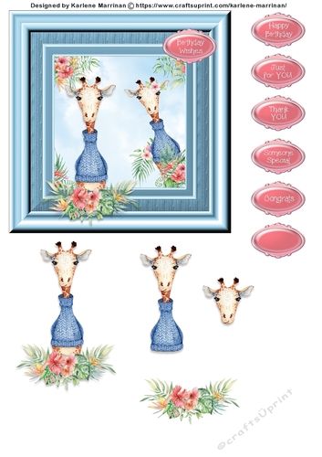 Cute Giiraffe - Design 3 Card Topper