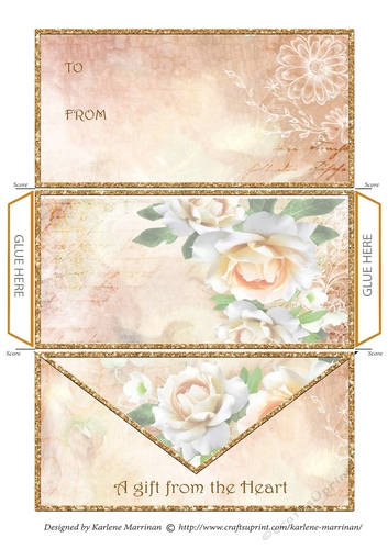 Blooming Roses Envelope Money/Voucher Wallet - Bronze