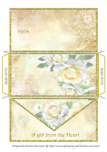 Blooming Roses Envelope Money/Voucher Wallet - Gold