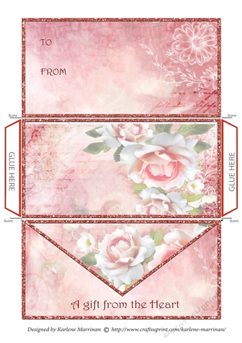 Blooming Roses Envelope Money/Voucher Wallet - Ruby