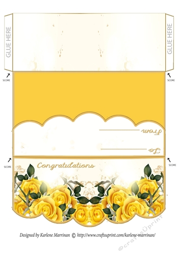 Golden Roses -  Envelope Money/Voucher Wallet - Congratulations