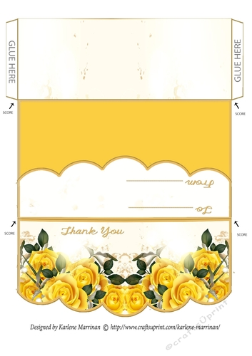 Golden Roses -  Envelope Money/Voucher Wallet - Thank You