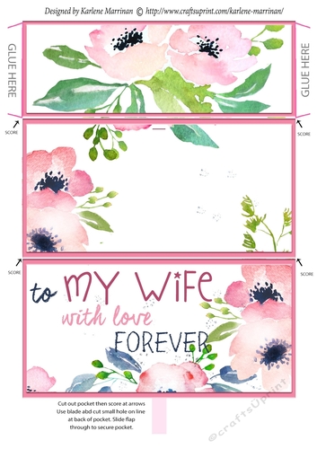Floral Love for my Wife -  Envelope Money/Voucher Wallet 