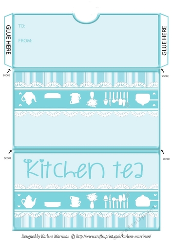 Kitchen Tea -  Envelope Money/Voucher Wallet - Aqua