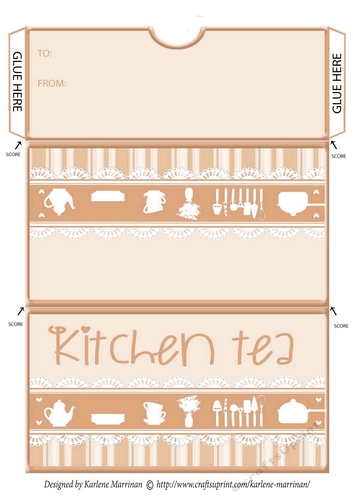 Kitchen Tea -  Envelope Money/Voucher Wallet - Light Brown