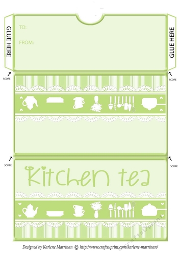 Kitchen Tea -  Envelope Money/Voucher Wallet - Green
