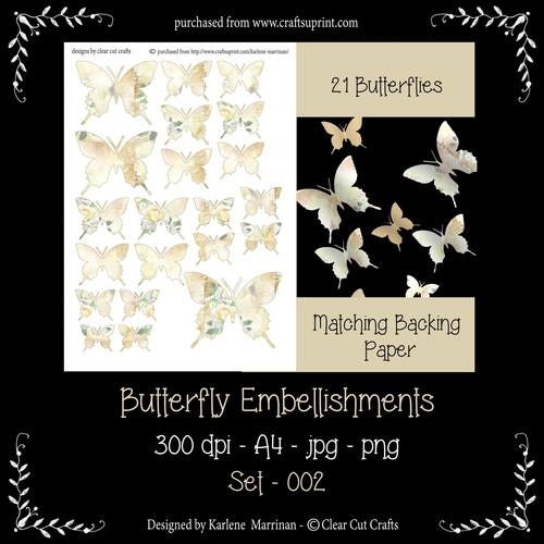 Butterfly Embellishments - Set 002 - Romantic Roses