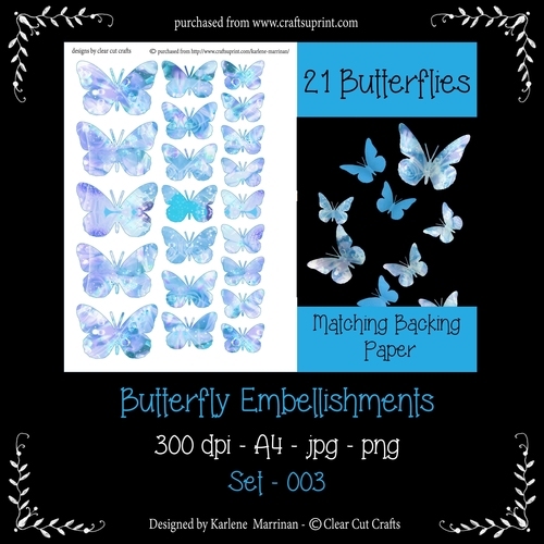 Butterfly Embellishments - Set 003 - Blue Whimsy