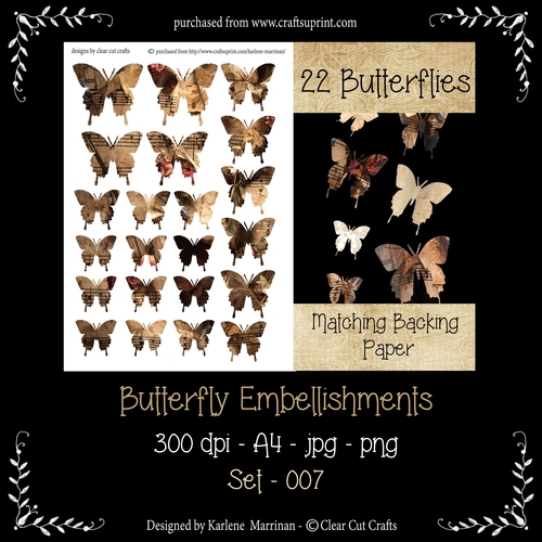Butterfly Embellishments - Set 007 - Moody Music