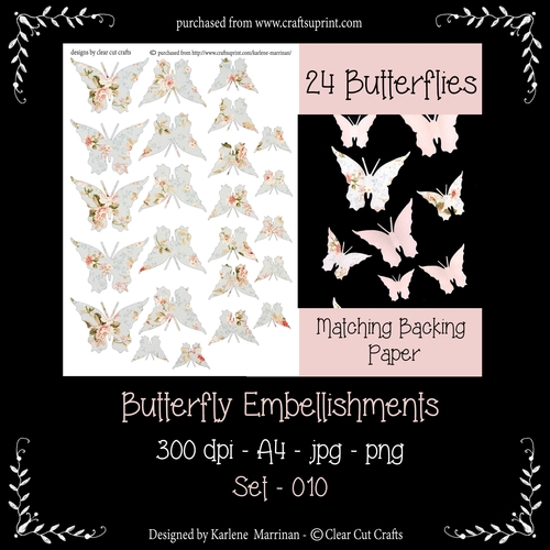 Butterfly Embellishments - Set 010 - Old Fashioned Rose