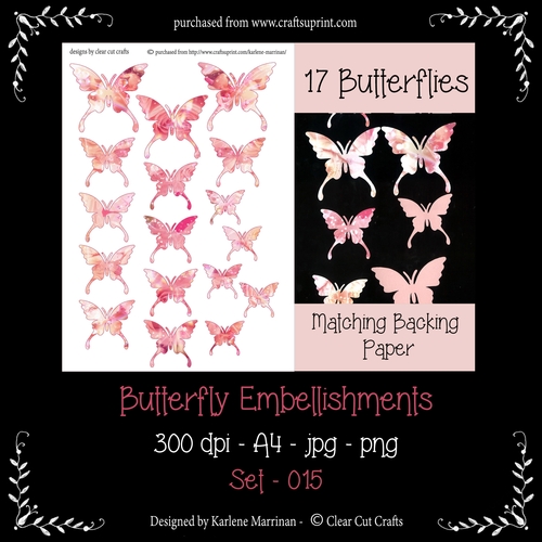 Butterfly Embellishments - Set 015 - Pearls & Rose