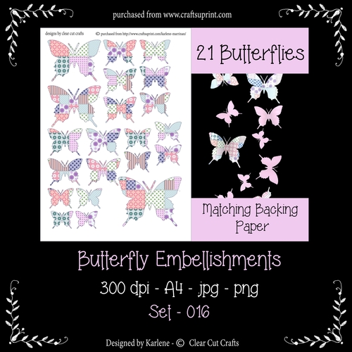 Butterfly Embellishments - Set 016 - Patchwork