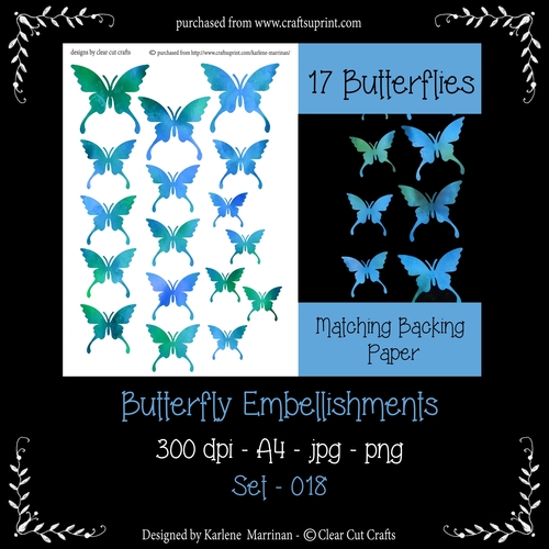 Butterfly Embellishments - Set 018 - Dreamy Blue