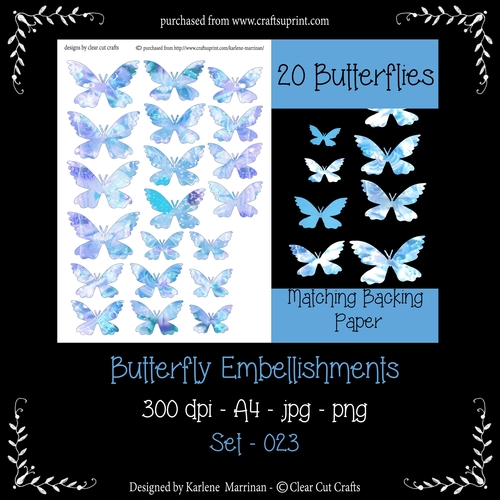 Butterfly Embellishments - Set 023 - Beautiful Blue