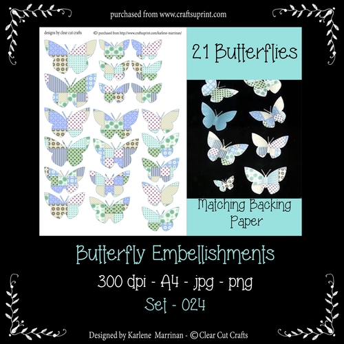 Butterfly Embellishments - Set 024 - Patchwork