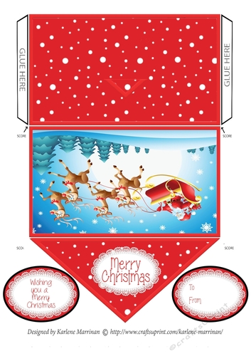Santas Coming Money/Voucher Pocket, Wallet or Envelope - Red