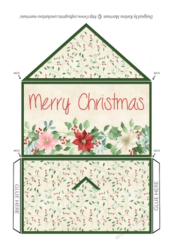 Christmas Holly Money/Voucher Wallet, Pocket, Envelope