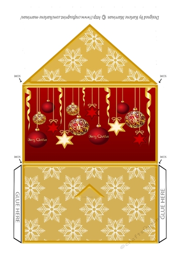 Christmas Gold Decorations Money/Voucher Wallet, Pocket, Envelope