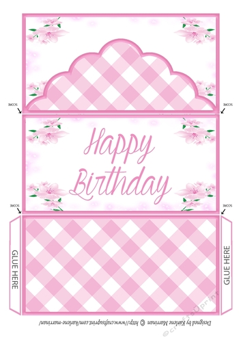 Pink Gingham Happy Birthday Money/Voucher  Pocket