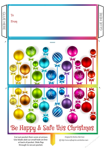 Christmas Balls Gift Money/Voucher Pocket Envelope