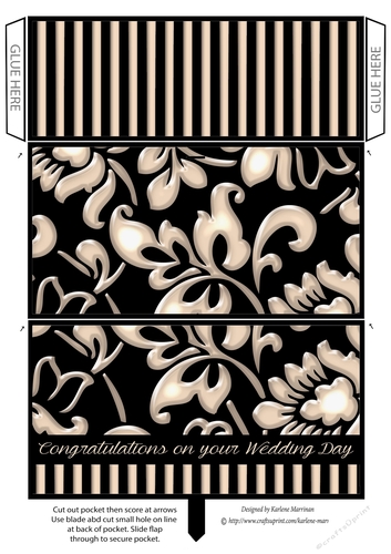 Elegant Black & Cream Money/Voucher Wallet, Pocket, Envelope