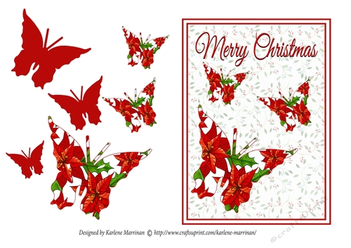 Christmas Butterflies 1 Card Topper