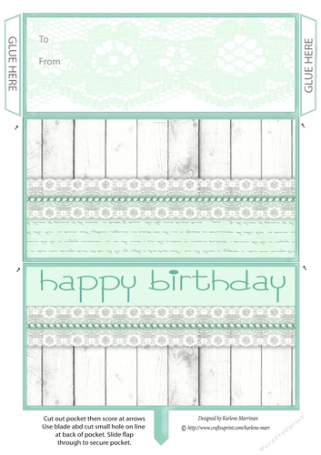 Happy Birthday Lace Money/Voucher Wallet, Envelope Pocket