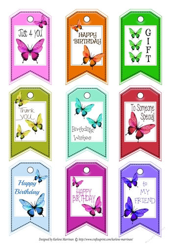 Butterflies - Sheet 1 Gift Tags
