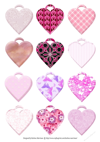 Pretty in Pink Heart Tags/Embellishments