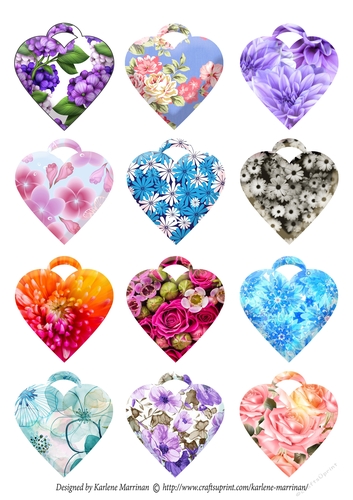 Floral Galore Heart Tags/Embellishments/buttons