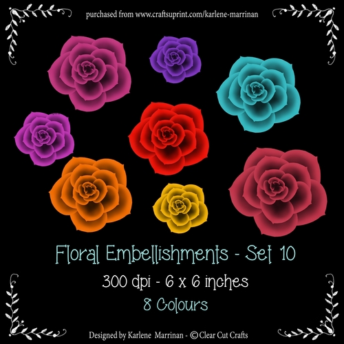 Digital Flower Roses Pack 10