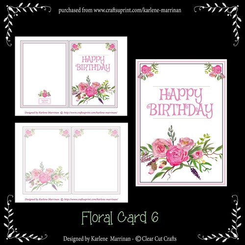 Pink Floral Happy Birthday Card