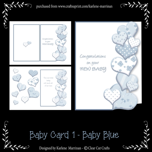 Heart Edge Baby Card - Baby Blue