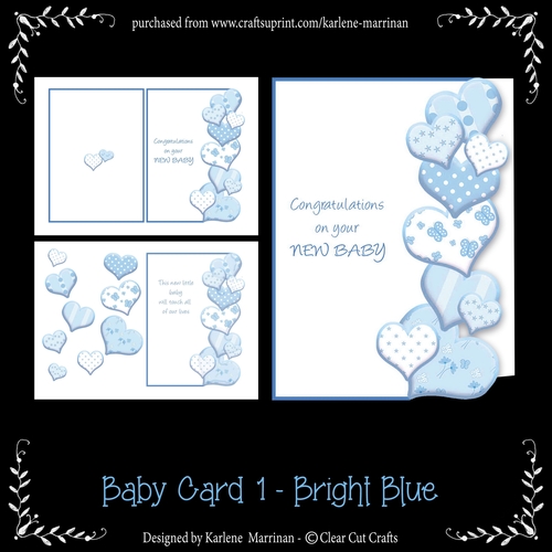 Heart Edge Baby Card - Bright Blue