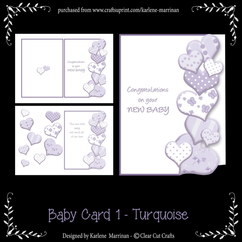 Heart Edge Baby Card - Mauve