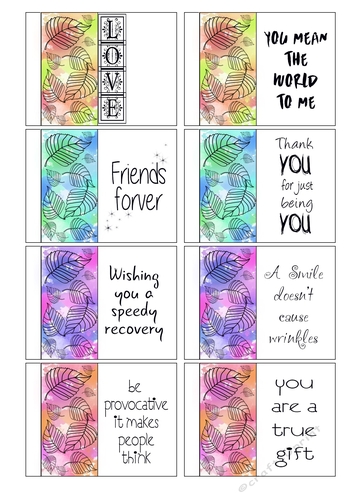 Sentiment Spring Leaves - Sheet 2 - Note/Tag Cards
