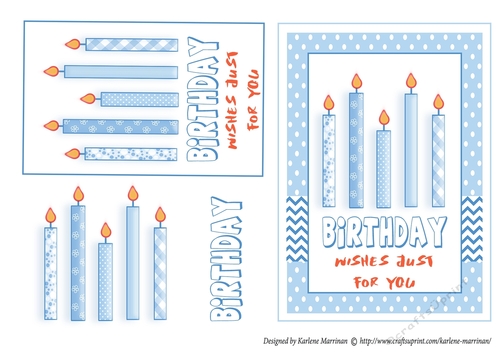 Birthday Candle Card Topper - Blue