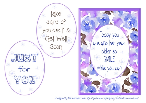 Watercolor Floral Card - Purple